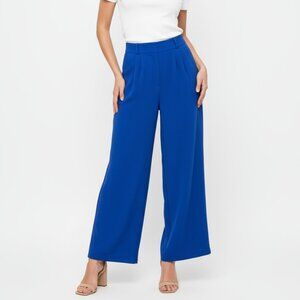 Tulléa Los Angeles Royal Blue Wide Leg Flowy Pants Size XL Elastic Waist Pleated